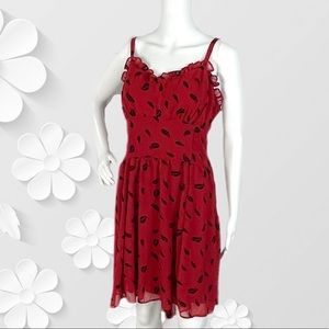 Royal Bones Feather Flocked Hi-Lo Slip-Dress L